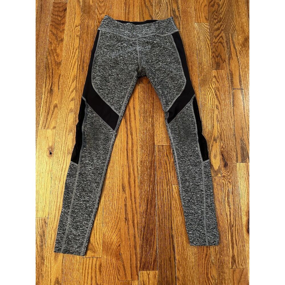 Beyond Yoga Gray Leggings with Black Sheer Stripe High Rise Full Length - Size S